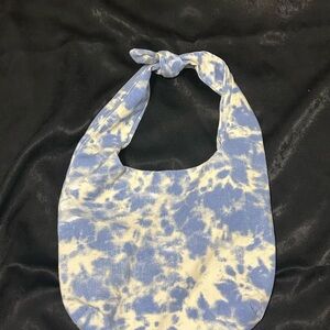 Twig & Arrow Blue and White Tie-Dye Shoulder Hobo Bag with Knotted Strap